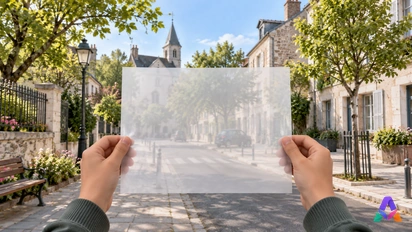 Une feuille translucide devant un quartier : passer de ce que l’on voit à une représentation.
